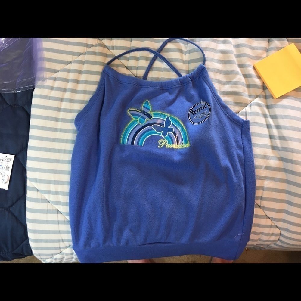 Girl Spaghetti Tank Hidden Bra 10/12 NWOT